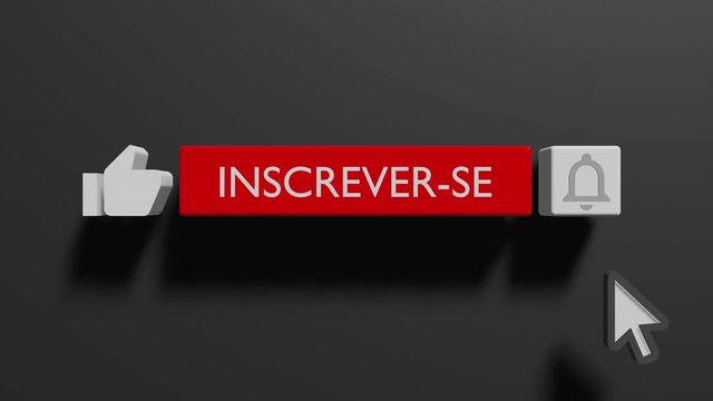 Youtube subscribe and bell icon motion graphic animation template clip.  Portuguese, Portugu&ecirc;s brasileiro