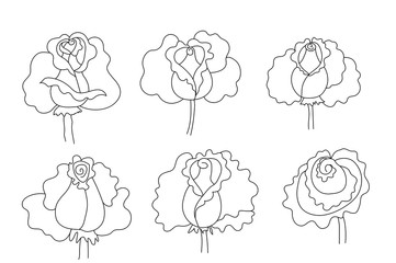 Black and white roses. Isolated on a white background. Stock vector illustration. Black and white graphics.Minimalism.