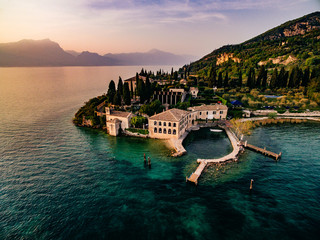 Aerial view of the city of Garda, Lake Garda, Verona, Italy. - obrazy, fototapety, plakaty