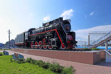 The Soviet steam locomotive of times of the Second world war in the Siberian town of Kamen-na-Obi