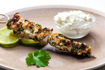 Greek skewers of chicken with oregano