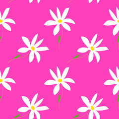 Vector floral seamless pattern. Hand drawn botanical illustration , isolated on pink background.Design template for wallpaper,fabric,wrapping,textile