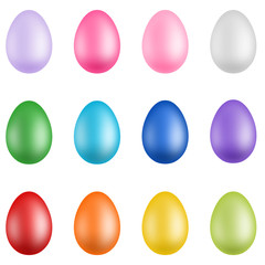 set colorful easter eggs on white background 