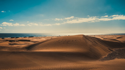 Fototapeta na wymiar Sand dunes of Maspalomas Gran Canaria, Spain 