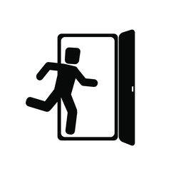 Emergency exit door sign. Vector icon.