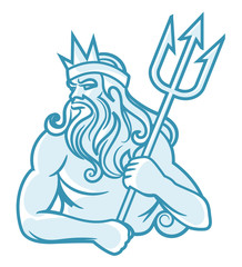 Neptune God vector illustration © mauromod