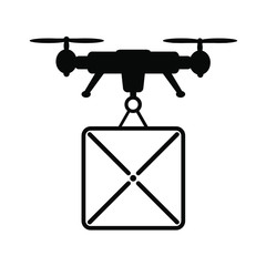 cargo carrying drone icon on white background