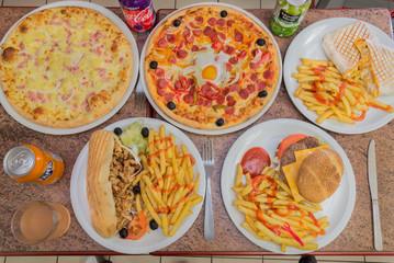 Fototapeta na wymiar Pizza and fast food