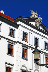 View of palace of the Royal Hungarian Chamber in Bratislava, Slovakia. The highest Hungarian financial institution has been based in Bratislava since 1531