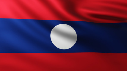 Large Flag of Laos fullscreen background in the wind