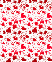Abstract seamless hearts pattern. Valentines day repeated ornament for wrapping paper.