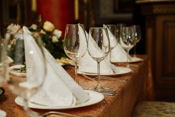 Table setting. Festive table. Table with appliances