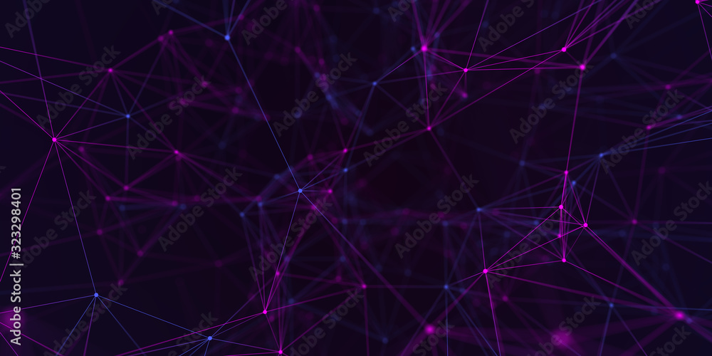 Fototapete abstract plexus geometrical background with lines and dots