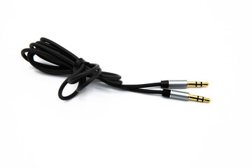 Audio cable aux isolated on white background. Jack audio cable 