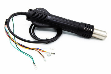 Hot air gun of soldering station isolated on a white background.