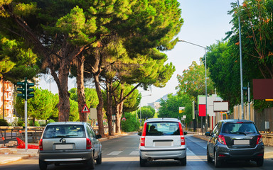 Street view on road with cars in Palermo