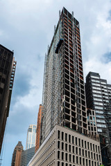 Fototapeta na wymiar Construction of a skyscraper in Manhattan, New York City, USA