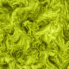 Chartreuse marble swirls abstract trendy background. Marble effect painting.