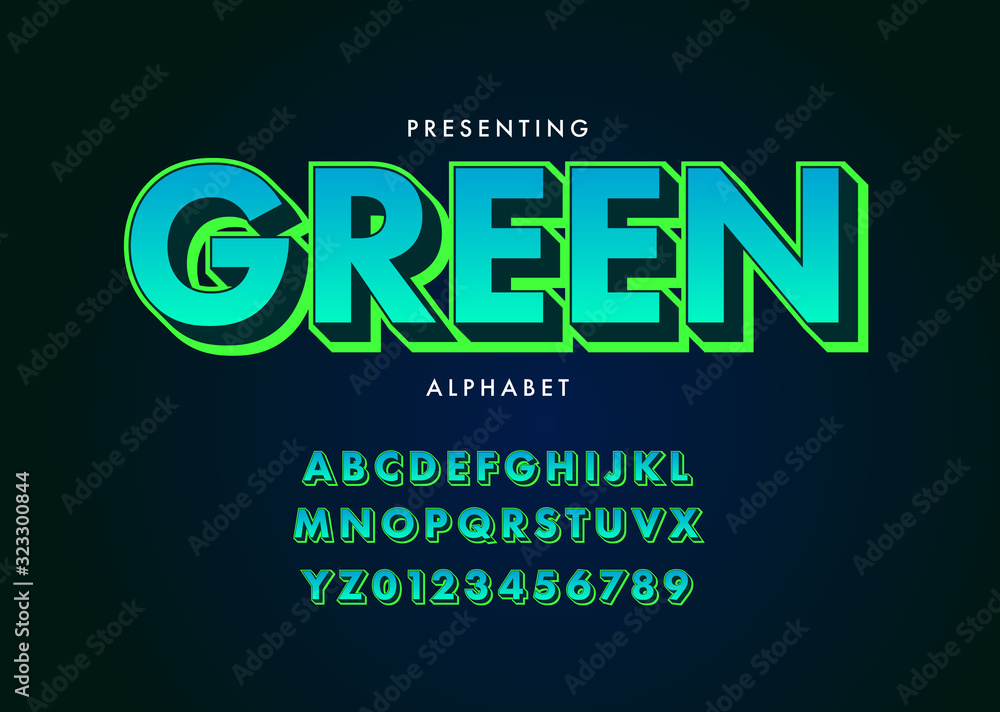 Aufkleber modern bold font effect with green color and 3d effect