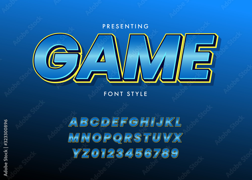 Poster modern bold font effect with gradient color and game interface style