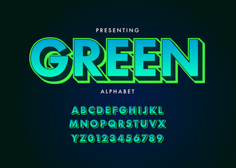 Modern Bold Font Effect With Green color and 3d effect