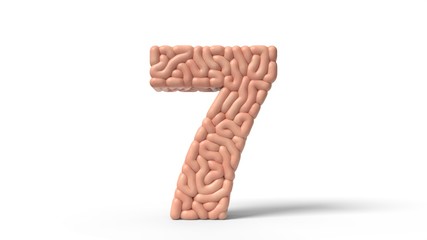 human brain in shape of number 7. 3D illustration