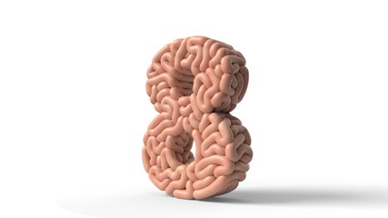 human brain in shape of number 8. 3D illustration