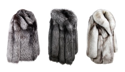 Women's fur coat isolated on white background