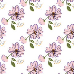 Fashionable cute pattern in nativel flowers. Floral seamless background for textiles, fabrics, covers, wallpapers, print, gift wrapping or any purpose.
