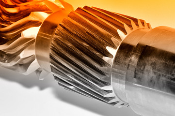 Industrial gear and a circular gear, cogwheel, red toned