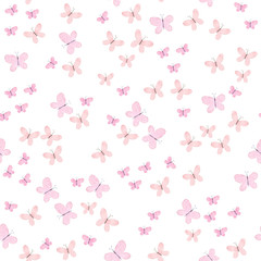 Amazing colorful background with butterflies painted with watercolors. Cute seamless watercolor butterflies pattern on white background. Hand drawn illustration. Trendy pink cartoon. 