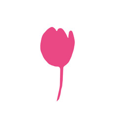 Tulip hand drawn in a simple style. flower silhouette vector graphic element for design sticker, icon, postcard, poster. spring, summer, abstract plant