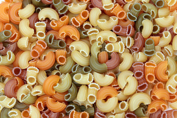 background of colored pasta