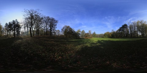 Sunny autumn Park HDRI Panorama