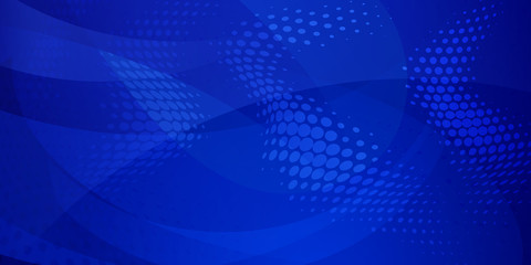 Abstract background made of halftone dots and curved lines in blue colors