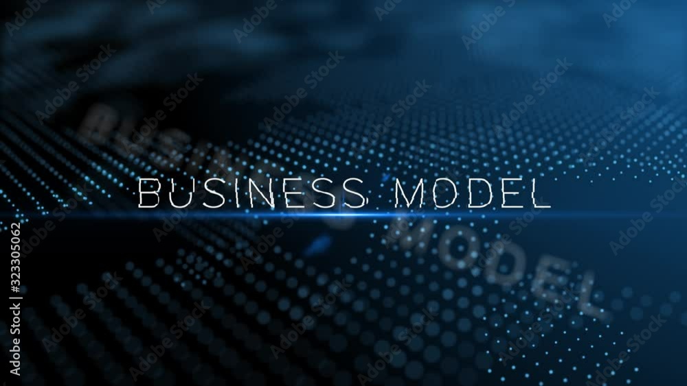 Poster business model modern intro text 3d animation with lens flare and depth of field focus blur