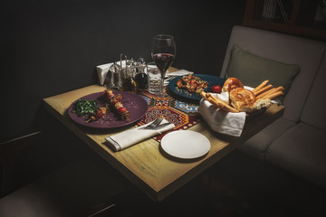 Food on the table in a restaurant