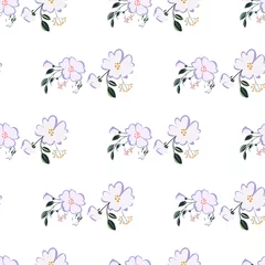 Afwasbaar Fotobehang Eenhoorns Seamless pattern with colorful hand drawn flowers. Original textile, wrapping paper, wall art surface design. Vector illustration. Floral simple minimalistic graphic design