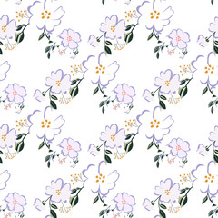 Fashionable cute pattern in nativel flowers. Floral seamless background for textiles, fabrics, covers, wallpapers, print, gift wrapping or any purpose.