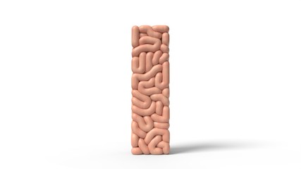 human brain in shape of letter l. 3D illustration