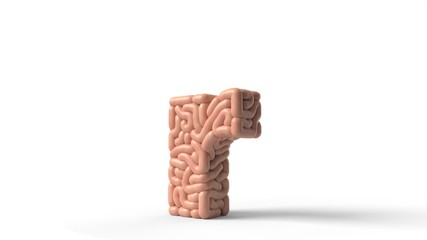 human brain in shape of letter r. 3D illustration