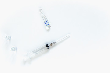 Medical tools for health professionals.Disposable syringe on white background