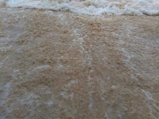 Wave and sand in the beautiful beach