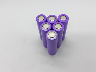 Modern Colorful 18650 Battery Type for Electronic Device Power Bank Charger in White Isolated...