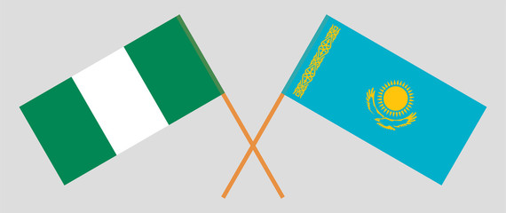Crossed flags of Nigeria and Kazakhstan