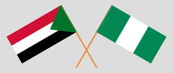 Crossed flags of Nigeria and Sudan