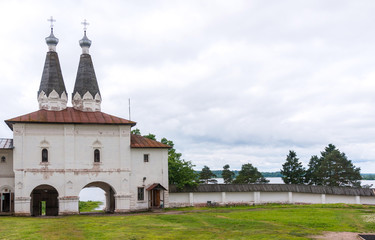 Church of Epiphany and St. Ferapont over Holy Gates,  Ferapontov monastery (World Heritage List) in summer,  founded by Saint Ferapont in 1398, Ferapontovo villadge,  Vologda region, Russia