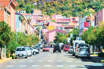 Obraz premium Street at road in Teulada town at Carbonia Iglesias Sardinia