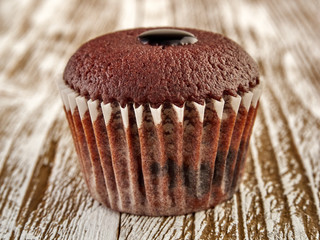 Mini chocolate brownie cupcakes with chocolate filling