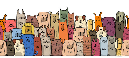 Funny dogs family, seamless pattern for your design